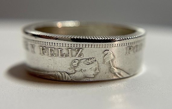 Peruvian Silver Sol Coin Ring | 1/2 Sol 100 Year Old Silver Unisex Hand Made Ring | Peru Coin Ring | 1907-1917