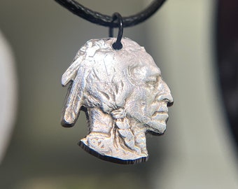 Hand Carved Native American Coin Jewelry | Indigenous Jewelry | Hand Made Buffalo Piece | Cutout Coin Jewelry