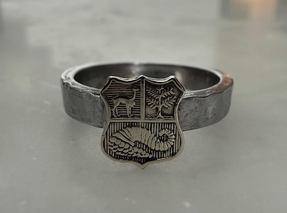 Peruvian Shield Coin Ring | Hand Carved Authentic Peru Lima 1 Sol Vintage Coin Jewelry | Llama Ring