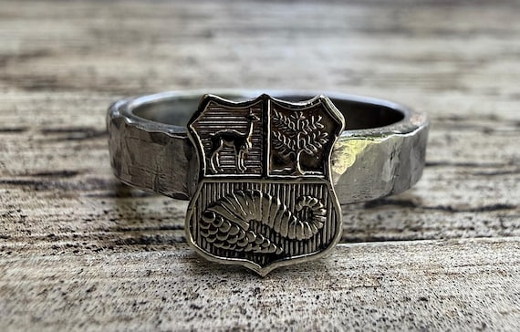 Peruvian Shield Coin Ring | Hand Carved Authentic Peru Lima 1 Sol Vintage Coin Jewelry | Llama Ring