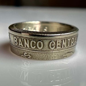 Peru Vintage Coin Ring Latino Spanish Thick Band for Men | Peruvian Ring (Peru) 100 Soles De Oro | Peruvian Jewelry | Hand Made | Lima Incan