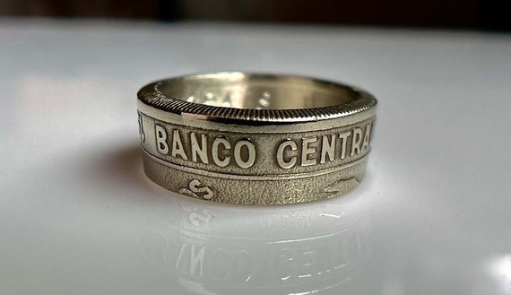 Peru Vintage Coin Ring Latino Spanish Thick Band for Men | Peruvian Ring (Peru) 100 Soles De Oro | Peruvian Jewelry | Hand Made | Lima Incan