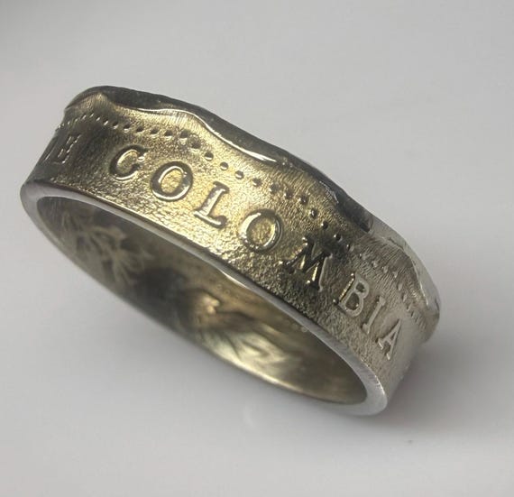 Colombia Ring, Colombian Coin Ring, Peso Latino Ring Jewelry Handmade Anillo