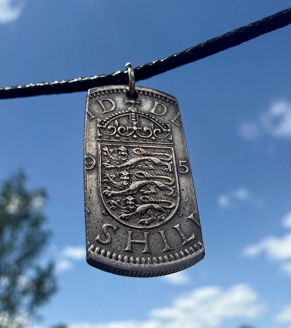 UK Shilling Coin Necklace: Royal Coat of Arms Pendant