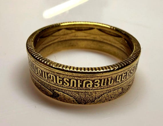 Armenia Ring, Armenian Yerevan Coin Ring, 200 Dram, Hayastan Yerevan Jewelry