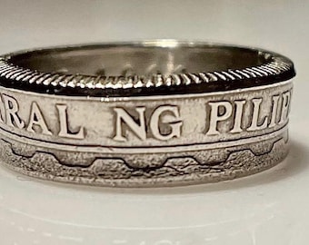 The Philippines Coin Ring | Vintage Filipino Ring | Hand Made | Gift from the Philippines | Filipino Souvenir Band Ring