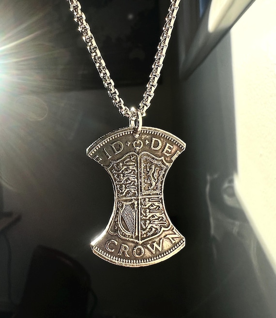 Axe Cutout King George Coin Pendant Necklace: British Heritage Jewelry