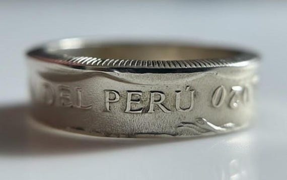 Handmade Peruvian Coin Ring: Nickel Un Nuevo Sol