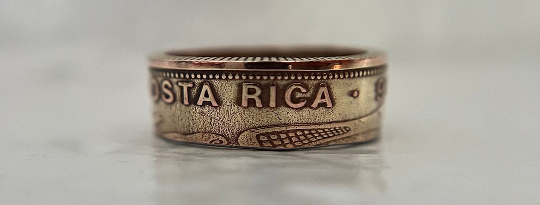 Costa Rican 100 Colones Coin Ring: Handmade Brass Plated Steel Jewelry ...