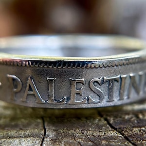 Palästinensischer Vintage 1920er Jahre (Handgemachter) Münzring | 10 Mils Münze | Authentische Münze/seltenes Fundstück | Palästina Schmuck