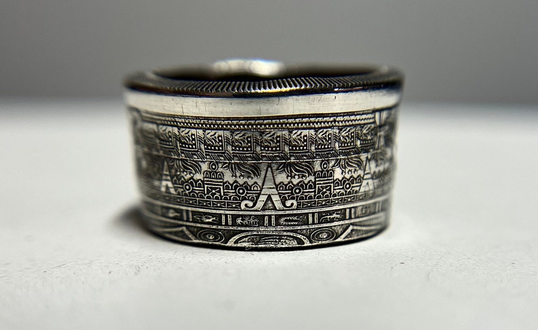 Aztec Calendar Ring Mayan Calendar Silver Ring Mexican Calendar Hand