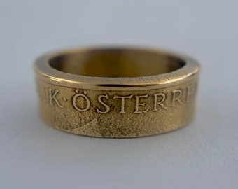 Alter Österreichischer Münzring: Handgemachter Schilling Messing Ring