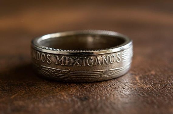 Mexican Ring, Mexico Coin Ring, Peso Band, Latino Ring Jewelry