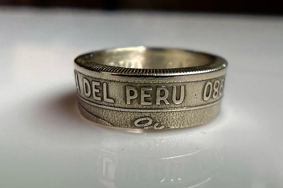 Peru Vintage Ring | Peruvian Coin Ring (Peru) 100 Soles De Oro | Peruvian Jewelry | Hand Made | Lima Ring | Latino Spanish Hispanic Ring