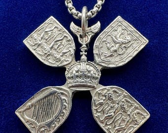 UK Shilling Coin Necklace: Royal Coat of Arms Pendant