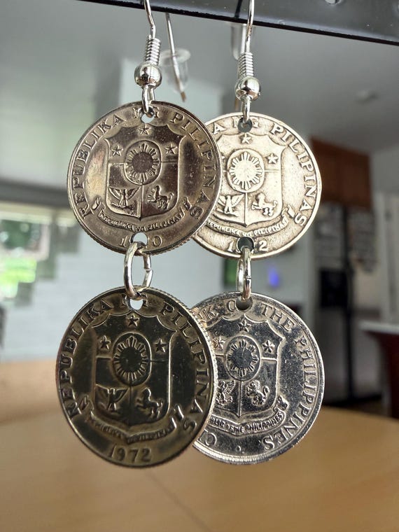 Filipino Coin Earrings, The Philippines vintage piece