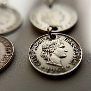 Swiss Earrings | Switzerland Coin Earrings | Helvetia Earrings | Gift from Switzerland | Vintage European Swiss Jewelry
