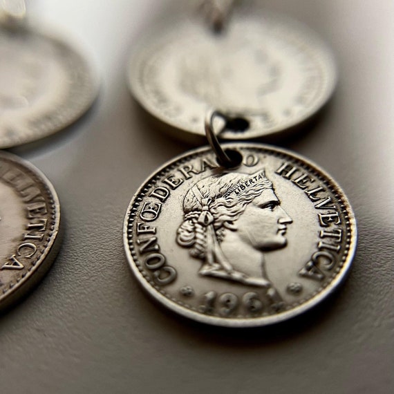 Swiss Earrings | Switzerland Coin Earrings | Helvetia Earrings | Gift from Switzerland | Vintage European Swiss Jewelry
