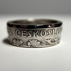 Czech Ring | Czechoslovakia Coin Ring | Hand Made Ceskoslovensko Ring | European Ring | Lion Ring Minimalist Band