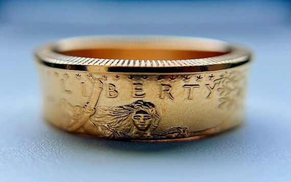 22K Gold Liberty Coin Ring: Handmade USA Half Ounce