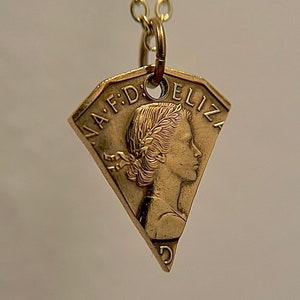 English Pendant | UK Pendant | British Chain Pendant | Queen Elizabeth the II Pendant | Great Britain Necklace | Three Pence | Gift from UK