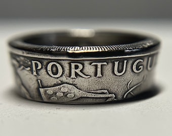 Portugal 5 Escudo Coin Ring | Slight Antique Effect| Portuguese Hand Made Coin Ring | Escudo Coin Ring Unisex | Anel Português
