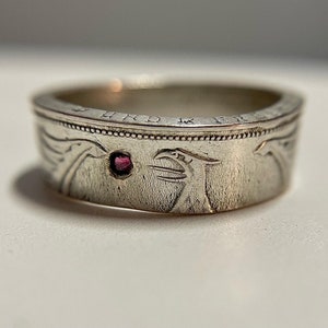 German Silver Gem Coin Ring | Hand Made Silver Ring for Him | Custom Engraved Coin Jewelry | Germany Berlin Gift
