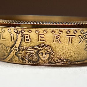 Beautiful 22k Gold USA Coin Ring | 1/2 Ounce Random Date | Engagement Hand Made High Visible Detail |p