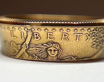 Beautiful 22k Gold USA Coin Ring | 1/2 Ounce Random Date | Engagement Hand Made High Visible Detail |p