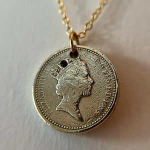 English Pendant | UK Pendant | England British Pendant | Queen Elizabeth II Pendant | Pound British Necklace | Gold Royal Coat of Arms Chain
