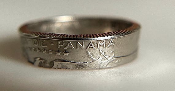 Panama Vintage Ring | Panamanian Latino Coin Ring Quarter Balboa Ring (Unisex) | Handmade Panamanian Jewelry.