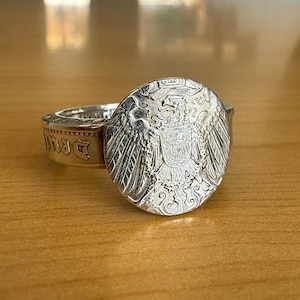 German Signet Silver Eagle Empire Ring | Deutsches Reich Ring | Germany Ring | Prussian Ring | Mark Coin Ring