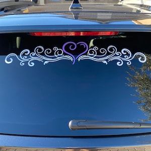 Heart and Swirls Vinyl Decal/Sticker for Cars, Trucks, Windows, Doors. Perfect for Most Hard Surfaces: Metal, Wood, Glass, Plastic, Paper