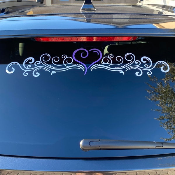 Heart and Swirls Vinyl Decal/Sticker for Cars, Trucks, Windows, Doors. Perfect for Most Hard Surfaces: Metal, Wood, Glass, Plastic, Paper