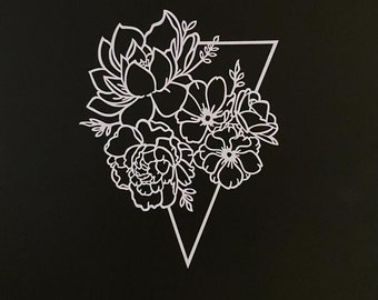 Flower Vinyl Decal Sticker for Cars, Trucks, Windows, Flower Car Decal for Women, Car Window Flower Decal, Car Accessory for Women, Floral