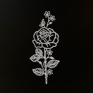 Long Stem Rose Vinyl Car Decal For Women, Motorcycle Sticker, Girly Car Accessory, Water Bottle Decal, Motorcycle Gift for Women, Biker Babe