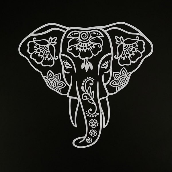 Elephant Sticker Car Decal for Women, Henna Design Tattoo Art, Window Decoration, Elephant Lover Gifts for Friends, Girly Car Accessories