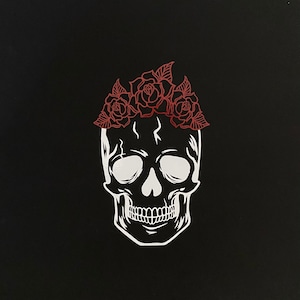 Skull with 3 Roses Vinyl Decal Sticker for Cars, Trucks, Windows, Tumblers, Sticker for Cars, Car Accessory for Women, Flower Car Decal