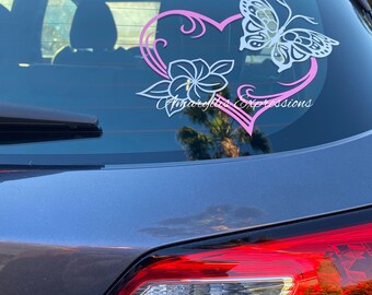 Butterfly Heart, Die Cut Vinyl Vehicle Window Sticker Decal
