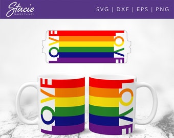 Love Rainbow Mug Press SVG Template, Infusible Ink Transfer (Digital Download)