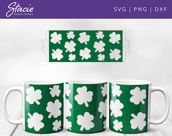 Shamrock Mug Wrap SVG, Full Mug Template for Infusible Ink (Digital Download)