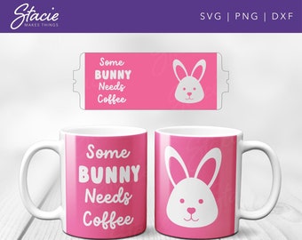 Kaninmuggomslag SVG, påskkaffemuggdesign (digital nedladdning)