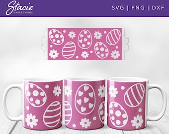 Easter Egg Mug Wrap SVG, Full Mug Design (Digital Download)