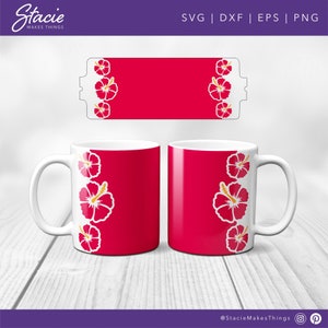 Hibiscus svg, Flower svg, Mug press design, Template for Infusible ink Svg, Full wrap svg