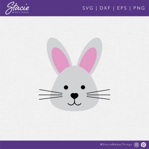 Peut inclure: Une illustration simple d'un lapin gris avec des oreilles roses et des moustaches noires. Le lapin a un nez en forme de cœur et des yeux noirs.