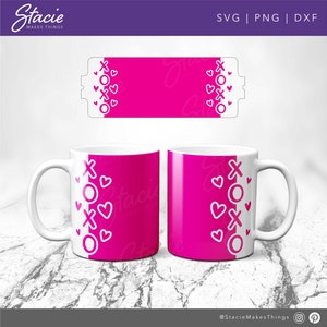 Mug press svg, Template for Infusible Ink Svg, Xoxo svg, Hugs and Kisses svg, Hearts svg, Full mug wrap svg