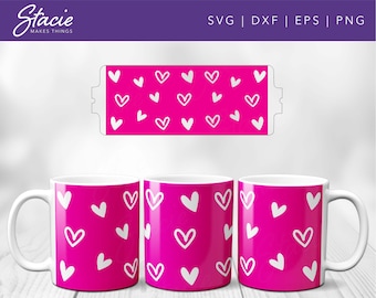 Valentine Hearts Mug Wrap SVG, Infusible Ink Template (Digital Download)