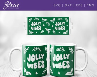 Jolly Vibes Mug Wrap SVG, Weihnachtstasse Design (Digitaler Download)
