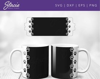 Dog Paw Prints Mug Wrap SVG Template (Digital Download)