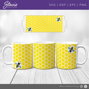 Bees and Honeycomb SVG, Bee Svg, Honeycomb svg, Multi Layered, Cricut mug press svg, 12oz and 15oz mug wrap design